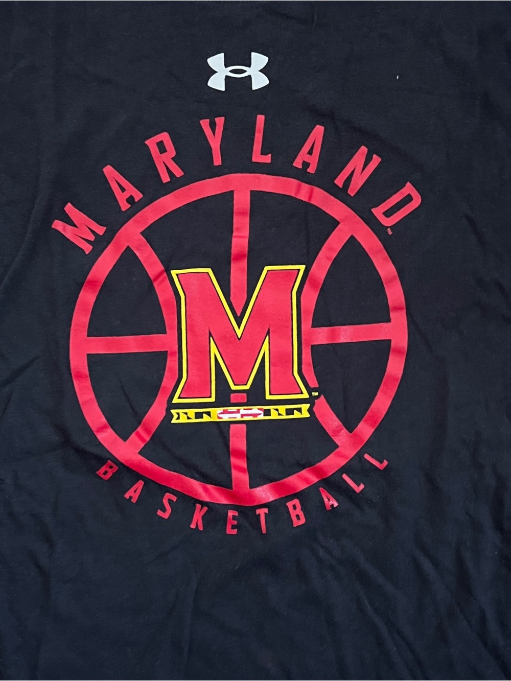 Under Armour Black Maryland Basketball Graphic Tee with Red Logo